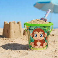 NEUSTANLO | AFFE Eimer 17cm | Sandeimer mit Henkel | Stabiler Spieleimer für Strand Sandkasten & Garten | buntes Design
