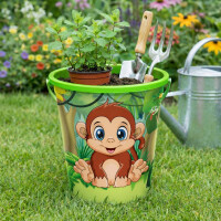 NEUSTANLO | AFFE Eimer 17cm | Sandeimer mit Henkel | Stabiler Spieleimer für Strand Sandkasten & Garten | buntes Design