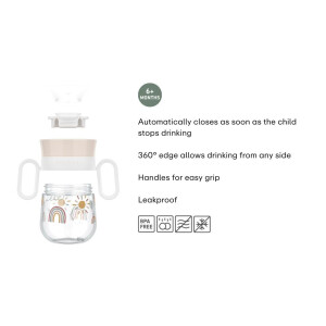 Mepal - Trinklernbecher 360° Mio Little Dutch - Auslaufsicher - 360 Rand ermöglicht das Trinken von jeder Seite - Leicht zu haltende Griffe - 200 ml - Forest Friends