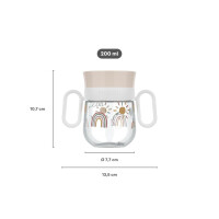 Mepal - Trinklernbecher 360° Mio Little Dutch - Auslaufsicher - 360 Rand ermöglicht das Trinken von jeder Seite - Leicht zu haltende Griffe - 200 ml - Forest Friends