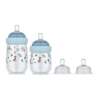 Mepal - Starterset babyflasche Mio Little Dutch - 3-teilig - Anti-Kolik Babyflaschen - Spiralförmiges Design verhindert Verstopfungen - Medizinisches Silikon - Forest Friends