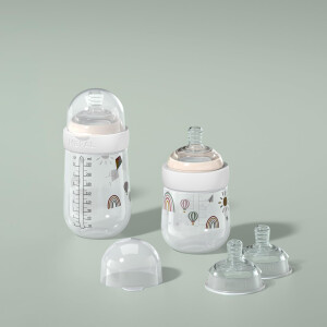 Mepal - Starterset babyflasche Mio Little Dutch - 3-teilig - Anti-Kolik Babyflaschen - Spiralförmiges Design verhindert Verstopfungen - Medizinisches Silikon - Fairy Garden