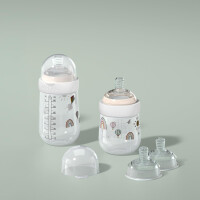 Mepal - Starterset babyflasche Mio Little Dutch - 3-teilig - Anti-Kolik Babyflaschen - Spiralförmiges Design verhindert Verstopfungen - Medizinisches Silikon - Fairy Garden