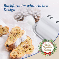 Dr. Oetker Christstollen Backform Stollenbackform White Christmas Baking Stollenform mit Antihaftbeschichtung und winterlichem Design ca. 31 x 15 x 7 cm & 1550 ml