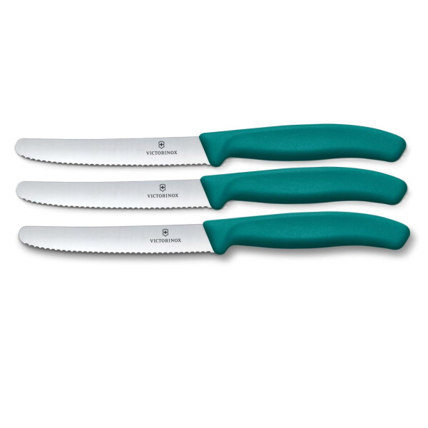 Victorinox Tafelmesser Swiss Classic | 3 Stück | Violett | Swiss Made | scharfe Edelstahlklinge | ideales Frühstücksmesser & Allzweckmesser