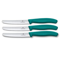 Victorinox Tafelmesser Swiss Classic | 3 Stück | Grün | Swiss Made | scharfe Edelstahlklinge | ideales Frühstücksmesser & Allzweckmesser