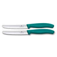Victorinox Tafelmesser Swiss Classic | 2 Stück | Grün | Swiss Made | scharfe Edelstahlklinge | ideales Frühstücksmesser & Allzweckmesser