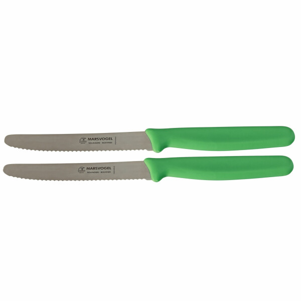 Marsvogel | Tafelmesser | Grün | Edelstahl Wellenschliff | rostfrei & langlebig | ergonomischer Griff | ideal für Brot, Brötchen & Frühstück | 2er Set