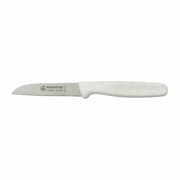 Marsvogel | Küchenmesser 8 cm | Solingen rostfrei Edelstahl | extra scharf Spezialabzug | ergonomischer weißer Kunststoffgriff | Präzisionsmesser für Obst & Gemüse | 1 Stück