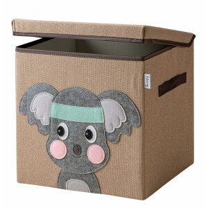 LIFENEY Aufbewahrungsbox mit Deckel und Koala I Spielzeugbox mit Tiermotiv passend für Würfelregale I Ordnungsbox für das Kinderzimmer I Aufbewahrungskorb Kinder