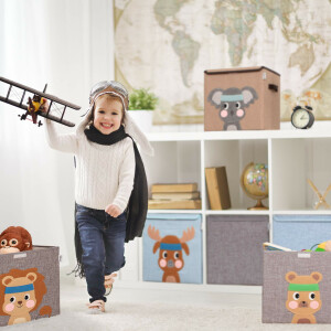 LIFENEY Aufbewahrungsbox mit Deckel und Koala I Spielzeugbox mit Tiermotiv passend für Würfelregale I Ordnungsbox für das Kinderzimmer I Aufbewahrungskorb Kinder