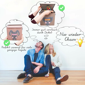 LIFENEY Aufbewahrungsbox mit Deckel und Koala I Spielzeugbox mit Tiermotiv passend für Würfelregale I Ordnungsbox für das Kinderzimmer I Aufbewahrungskorb Kinder