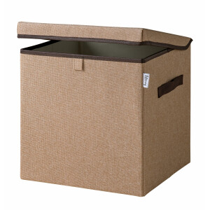 LIFENEY Aufbewahrungsbox mit Deckel in Braun I Faltbare Spielzeugbox passend für Würfelregale I Ordnungsbox für das Kinderzimmer I Aufbewahrungskorb Kinder