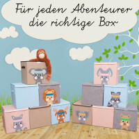 LIFENEY Aufbewahrungsbox mit Deckel und Bär I Spielzeugbox mit Tiermotiv passend für Würfelregale I Ordnungsbox für das Kinderzimmer I Aufbewahrungskorb Kinder