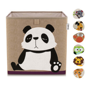 LIFENEY Aufbewahrungsbox Kinder mit Panda Motiv I Spielzeugbox mit Tiermotiv passend für Würfelregale I Ordnungsbox für das Kinderzimmer I Aufbewahrungskorb Kinder