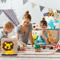 LIFENEY Aufbewahrungsbox Kinder mit Panda Motiv I Spielzeugbox mit Tiermotiv passend für Würfelregale I Ordnungsbox für das Kinderzimmer I Aufbewahrungskorb Kinder