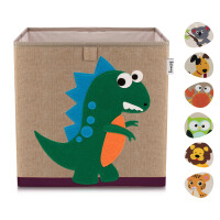 LIFENEY Aufbewahrungsbox mit Dinosaurier Motiv I Spielzeugbox mit Tiermotiv passend für Würfelregale I Ordnungsbox für das Kinderzimmer I Aufbewahrungskorb Kinder