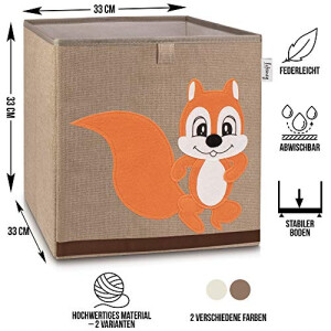 LIFENEY Aufbewahrungsbox Kinder mit Eichhörnchen Motiv I Spielzeugbox mit Tiermotiv passend für Würfelregale I Ordnungsbox für das Kinderzimmer I Aufbewahrungskorb Kinder