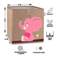 LIFENEY Aufbewahrungsbox mit Elefant Motiv I Spielzeugbox mit Tiermotiv passend für Würfelregale I Ordnungsbox für das Kinderzimmer I Aufbewahrungskorb Kinder