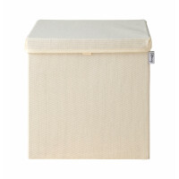 LIFENEY Aufbewahrungsbox mit Deckel in Beige I Faltbare Spielzeugbox passend für Würfelregale I Ordnungsbox für das Kinderzimmer I Aufbewahrungskorb Kinder