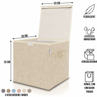 LIFENEY Aufbewahrungsbox mit Deckel in Beige I Faltbare Spielzeugbox passend für Würfelregale I Ordnungsbox für das Kinderzimmer I Aufbewahrungskorb Kinder