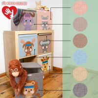 LIFENEY Aufbewahrungsbox mit Deckel in Beige I Faltbare Spielzeugbox passend für Würfelregale I Ordnungsbox für das Kinderzimmer I Aufbewahrungskorb Kinder