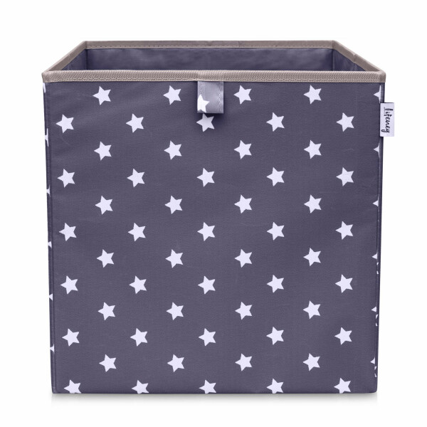 LIFENEY Aufbewahrungsbox mit Sternenmotiv in Anthrazit, Spielzeugbox mit Sternen passend für Würfelregale, Ordnungsbox für das Kinderzimmer, Aufbewahrungskorb als Accessoire für Zuhause, 33x33x33 cm