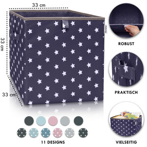 LIFENEY Aufbewahrungsbox mit Sternenmotiv in Anthrazit, Spielzeugbox mit Sternen passend für Würfelregale, Ordnungsbox für das Kinderzimmer, Aufbewahrungskorb als Accessoire für Zuhause, 33x33x33 cm