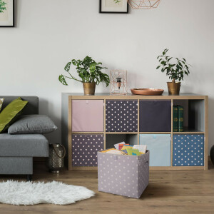LIFENEY Aufbewahrungsbox mit Sternenmotiv in Anthrazit, Spielzeugbox mit Sternen passend für Würfelregale, Ordnungsbox für das Kinderzimmer, Aufbewahrungskorb als Accessoire für Zuhause, 33x33x33 cm