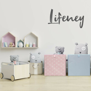 LIFENEY Aufbewahrungsbox mit Sternenmotiv in Anthrazit, Spielzeugbox mit Sternen passend für Würfelregale, Ordnungsbox für das Kinderzimmer, Aufbewahrungskorb als Accessoire für Zuhause, 33x33x33 cm