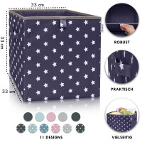 LIFENEY Aufbewahrungsbox mit Sternenmotiv in Anthrazit, Spielzeugbox mit Sternen passend für Würfelregale, Ordnungsbox für das Kinderzimmer, Aufbewahrungskorb als Accessoire für Zuhause, 33x33x33 cm