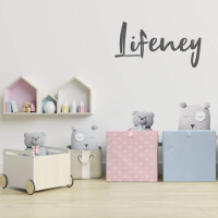 LIFENEY Aufbewahrungsbox mit Sternenmotiv in Hellgrau I Spielzeugbox mit Sternen passend für Würfelregale I Ordnungsbox für das Kinderzimmer I Aufbewahrungskorb als Accessoire | 33x33x33 cm