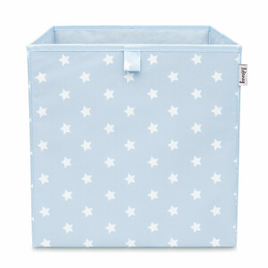 LIFENEY Aufbewahrungsbox mit Sternenmotiv in Hellblau, Spielzeugbox mit Sternen passend für Würfelregale, Ordnungsbox für das Kinderzimmer, Aufbewahrungskorb als Accessoire für Zuhause | 33x33x33 cm