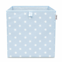 LIFENEY Aufbewahrungsbox mit Sternenmotiv in Hellblau, Spielzeugbox mit Sternen passend für Würfelregale, Ordnungsbox für das Kinderzimmer, Aufbewahrungskorb als Accessoire für Zuhause | 33x33x33 cm