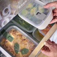 Mepal - Frischhaltdosen EasyClip - Schüssel mit Deckel und Schiebeverschluss - Geeignet für Mikrowelle, Dampfgarer, Kühl- und Gefrierschrank - Luftdicht und auslaufsicher - 1 l - Nordic sage