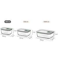 Mepal - Glasbehälter mit deckel EasyClip - Schüssel mit Deckel und Schiebeverschluss - Meal prep boxen - Geeignet für Mikrowelle, Dampfgarer und Ofen - Luftdicht - 450 ml - Nordic sage