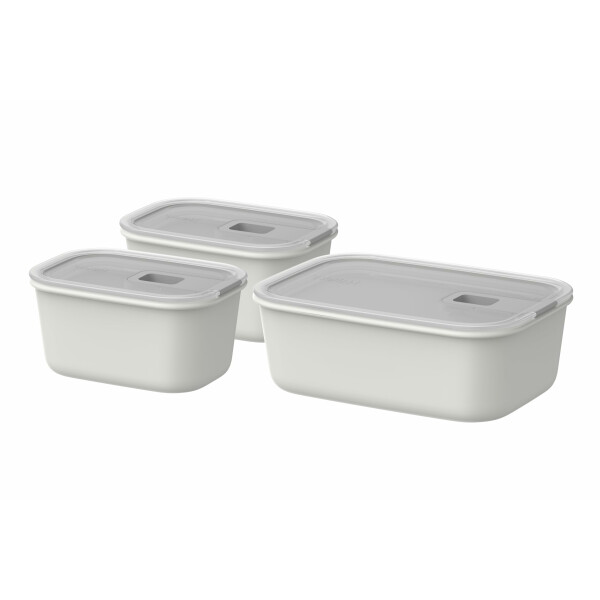 Mepal - Frischhaltdosen set 3-teilig EasyClip - Schüssel mit Deckel und Schiebeverschluss - Geeignet für Mikrowelle, Dampfgarer, Kühl- und Gefrierschrank - Luftdicht - 2x 450 + 1000 ml - Nordic white