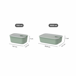 Mepal - Frischhaltdosen set 3-teilig EasyClip - Schüssel mit Deckel und Schiebeverschluss - Geeignet für Mikrowelle, Dampfgarer, Kühl- und Gefrierschrank - Luftdicht - 2x 700 + 1500 ml - Nordic white