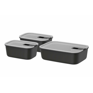 Mepal - Frischhaltdosen set 3-teilig EasyClip - Schüssel mit Deckel und Schiebeverschluss - Geeignet für Mikrowelle, Dampfgarer, Kühl- und Gefrierschrank - Luftdicht - 2x 700 + 1500 ml - Nordic black