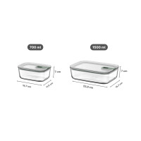 Mepal - Glasbehälter mit deckel Set EasyClip - Schüssel mit Deckel und Schiebeverschluss - Meal prep boxen - Geeignet für Mikrowelle, Dampfgarer und Ofen - Luftdicht - 2x 700 + 1500 ml - Nordic sage