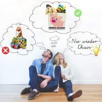 LIFENEY Aufbewahrungsbox Kinder mit Löwe Motiv I Spielzeugbox mit Tiermotiv passend für Würfelregale I Ordnungsbox für das Kinderzimmer I Aufbewahrungskorb Kinder