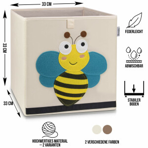 LIFENEY Aufbewahrungsbox Kinder mit Biene Motiv I Spielzeugbox mit Tiermotiv passend für Würfelregale I Ordnungsbox für das Kinderzimmer I Aufbewahrungskorb Kinder