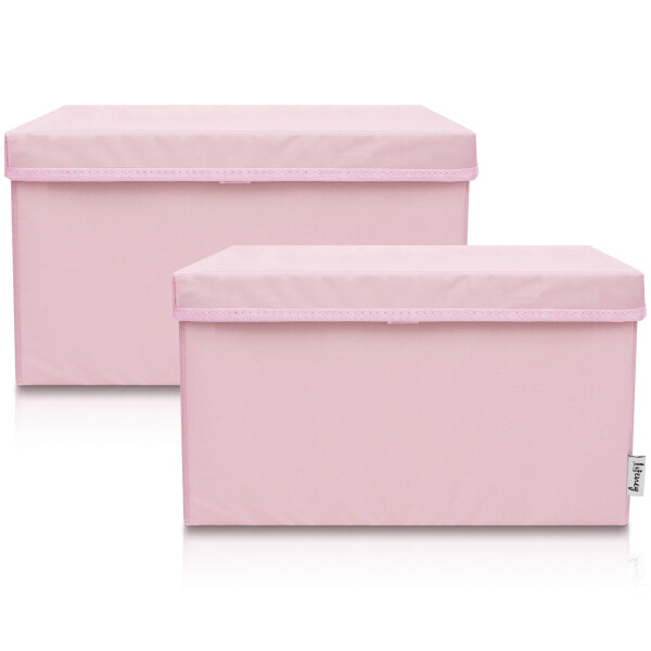 LIFENEY 2-Set Aufbewahrungsbox Kinder (37x25x21cm) I Aufbewahrungskorb für Kinderzimmer und Wohnbereich I Kinder Aufbewahrungskiste (Rosa)