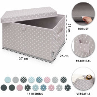 LIFENEY 2-Set Aufbewahrungsbox Kinder (37x25x21cm) I Aufbewahrungskorb für Kinderzimmer und Wohnbereich I Kinder Aufbewahrungskiste (Hellgrau Punkte)