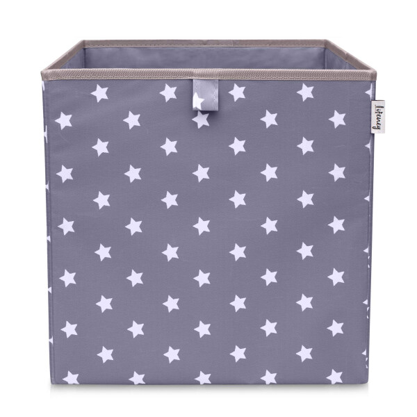 LIFENEY Aufbewahrungsbox mit Sternenmotiv in Dunkelgrau, Spielzeugbox mit Sternen passend für Würfelregale, Ordnungsbox für das Kinderzimmer, Aufbewahrungskorb als Accessoire für Zuhause, 33x33x33 cm