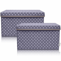 LIFENEY 2-Set Aufbewahrungsbox Kinder (37x25x21cm) I Aufbewahrungskorb für Kinderzimmer und Wohnbereich I Kinder Aufbewahrungskiste (Dunkelgrau Punkte)