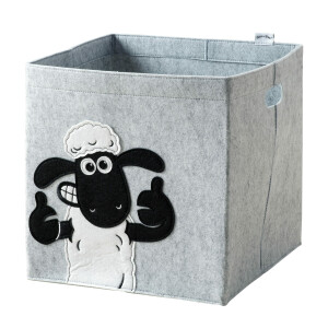 LIFENEY meets Shaun das Schaf Aufbewahrungsbox für Kinder - Filz-Box mit dem kultigen Schaf zum Verstauen von Spielzeug - 33 x 33 x 33 cm passend für klassische Würfelregale