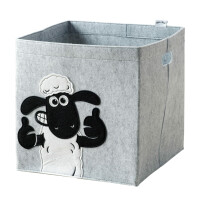 LIFENEY meets Shaun das Schaf Aufbewahrungsbox für Kinder - Filz-Box mit dem kultigen Schaf zum Verstauen von Spielzeug - 33 x 33 x 33 cm passend für klassische Würfelregale