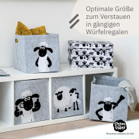 LIFENEY meets Shaun das Schaf Aufbewahrungsbox für Kinder - Filz-Box mit dem kultigen Schaf zum Verstauen von Spielzeug - 33 x 33 x 33 cm passend für klassische Würfelregale