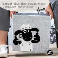 LIFENEY meets Shaun das Schaf Aufbewahrungsbox für Kinder - Filz-Box mit dem kultigen Schaf zum Verstauen von Spielzeug - 33 x 33 x 33 cm passend für klassische Würfelregale